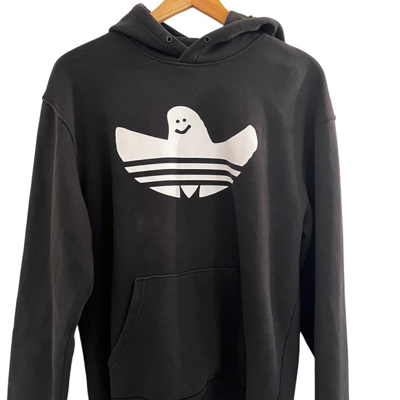 Adidas Men’s Small Black Hoodie Sweatshirt with Shmoo Ghost Trefoil - Picture 2 of 10